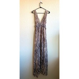 Olivaceous Zebra Print Maxi Dress